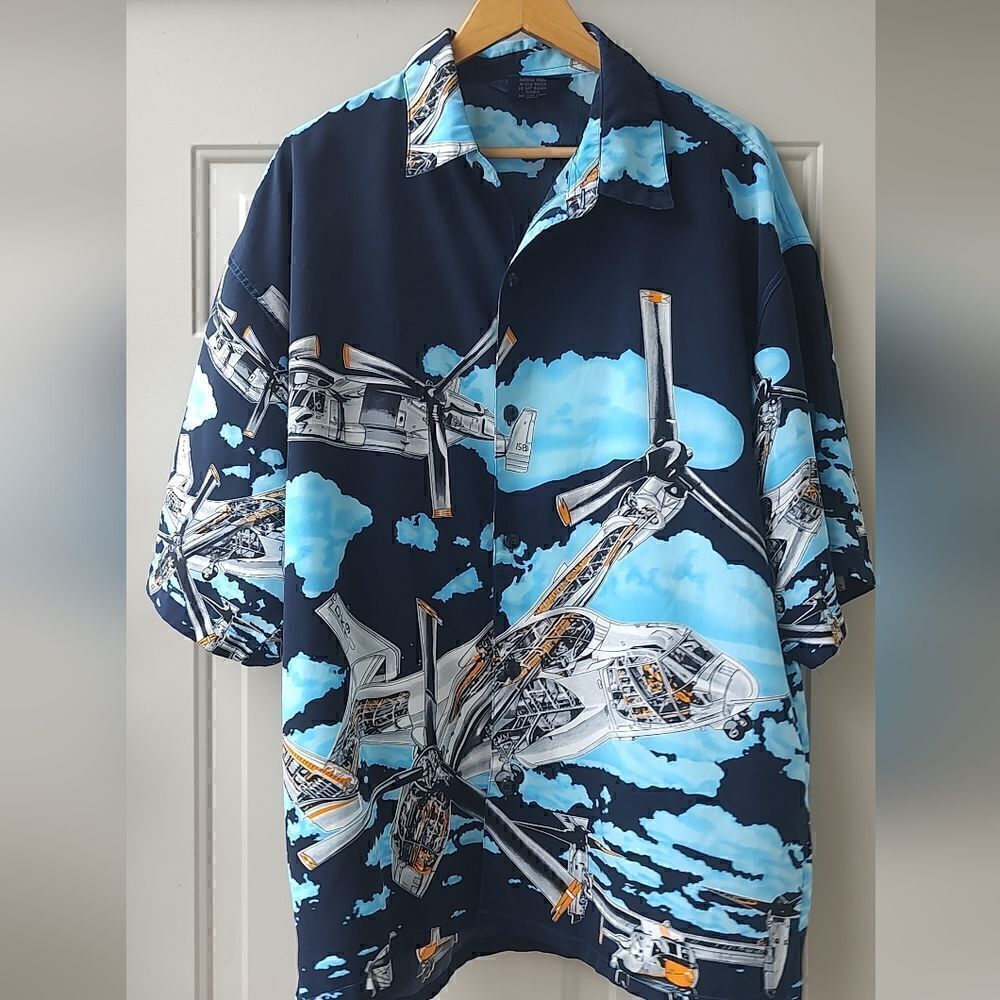 Original Ice Collection Bottom Down Shirt Planes Pattern Men XXL